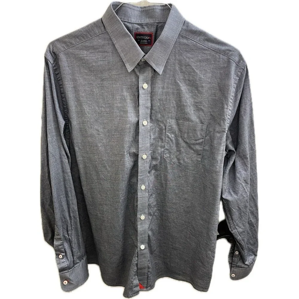 Untuckit Men's Button Up Shirt Size XL Gray Color Long Sleeve Lightweight